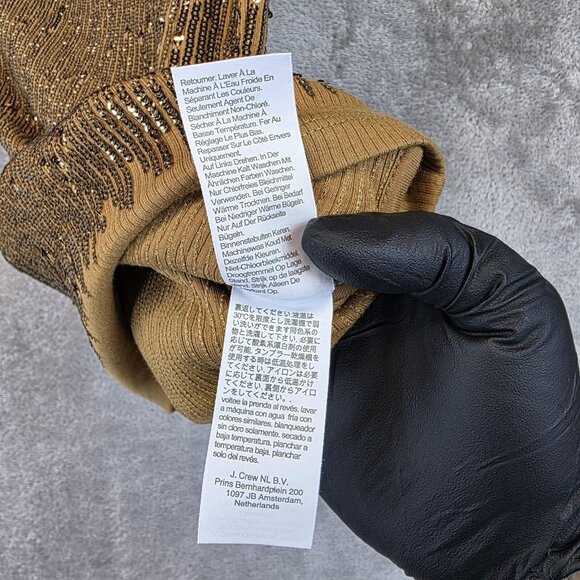 J.Crew Sequin Tank Top Womens Small Gold Scoop Neck Knit Sleeveless Party CD115 - Picture 9 of 12